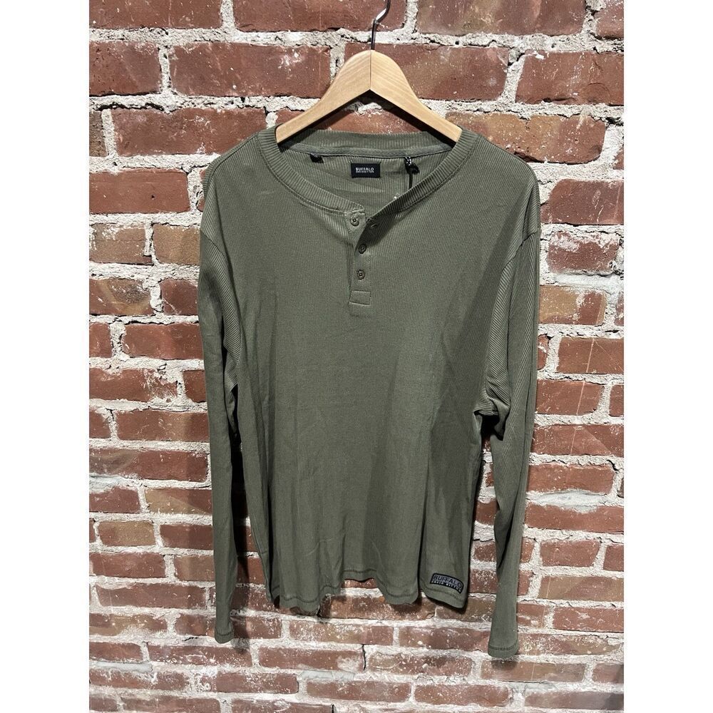 David Button Buffalo Mens Green Long Sleeve Ribbed T-shirt NWT Size XL